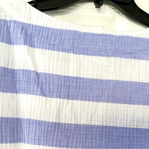 Habitat Periwinkle Blue and White Striped Shirt. 100% Cotton, 3/4 Sleeve  EC SzM - Picture 12 of 14